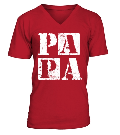 Papa Grunge Fathers Day Vintage Print Papas Day V-Neck T-shirt