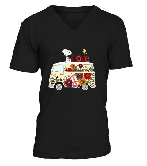 PEACE AND LOVE ARE ALL WE NEED VOLKSWAGEN BUS SNOOPY SHIRTS V-Neck T-shirt