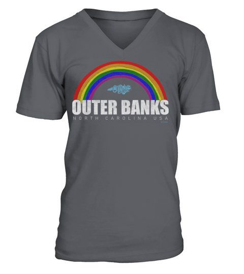 Rainbow Outer Banks OBX North Carolina USA Vintage V-Neck T-shirt