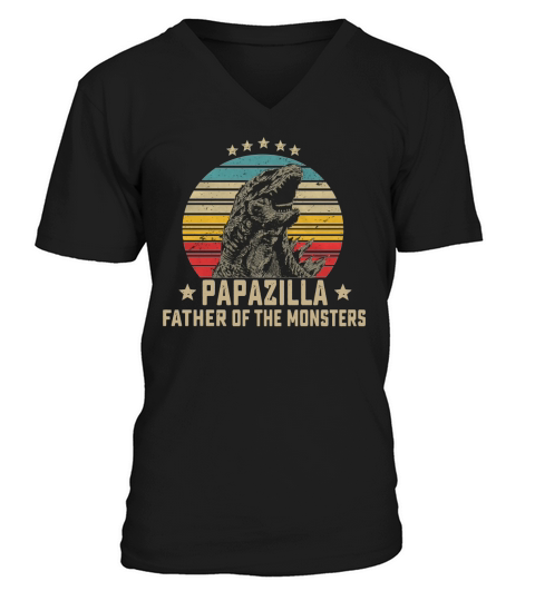 Retro Vintage Papazilla Father Of The Monsters T-Shirt V-Neck T-shirt