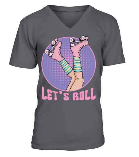 Roller Girl Skater Retro 70s and 80s Skating Girls V-Neck T-shirt