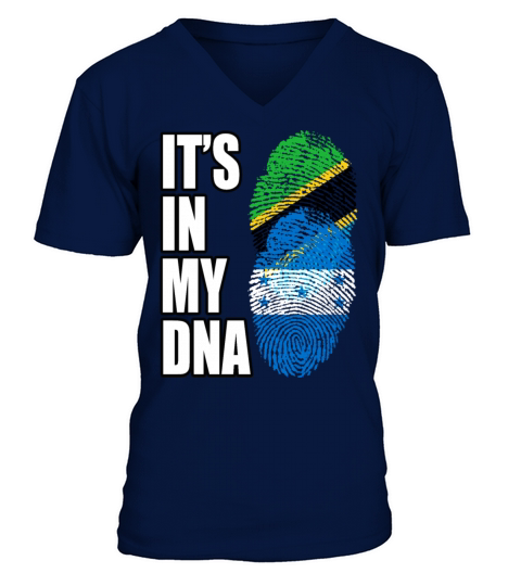 Tanzanian And Honduran Vintage Heritage DNA Flag V-Neck T-shirt