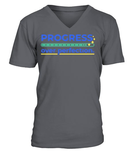 Teacher Progress Over Perfection Quote Badge V-Neck T-shirt