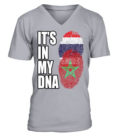 Thai And Moroccan Vintage Heritage DNA Flag V-Neck T-shirt