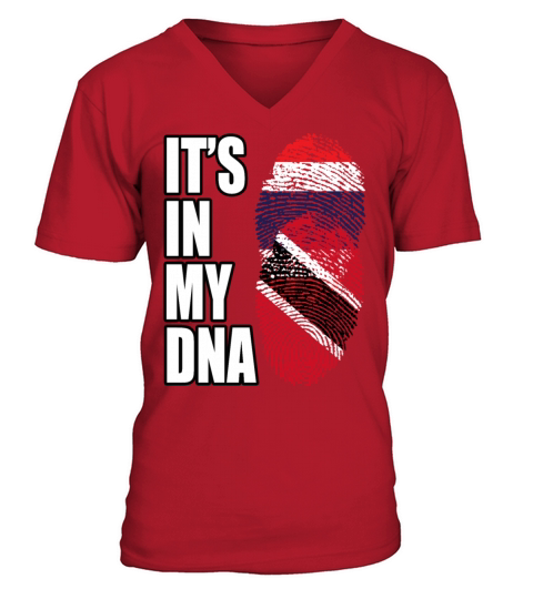 Thai And Trinidad Tobago Vintage Heritage DNA Flag V-Neck T-shirt