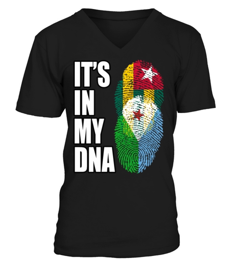 Togolese And Djiboutian Mix Heritage DNA Flag V-Neck T-shirt