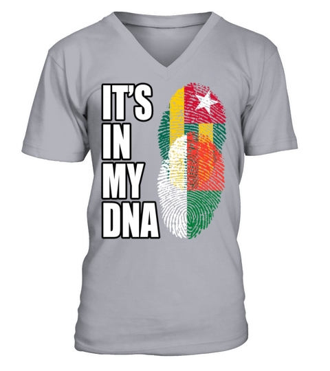 Togolese And Malagasy Mix Heritage DNA Flag V-Neck T-shirt