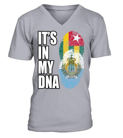 Togolese And Sammarinese Mix Heritage DNA Flag V-Neck T-shirt