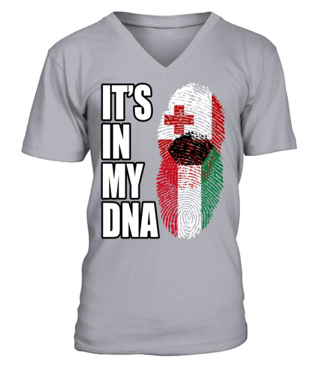 Tongan And Kuwaiti Mix Heritage DNA Flag V-Neck T-shirt