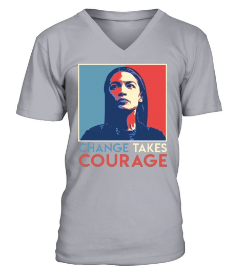 Vintage Alexandria Ocasio Cortez AOC Change Takes Courage Vintage 2020 T-Shirt V-Neck T-shirt