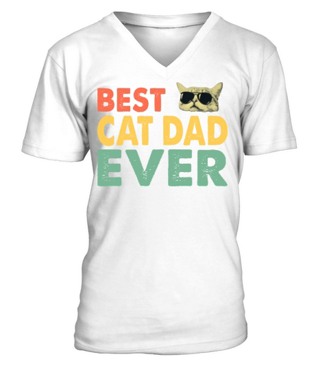 Vintage Best Cat Dad Ever T-Shirt Retro Cat Daddy V-Neck T-shirt