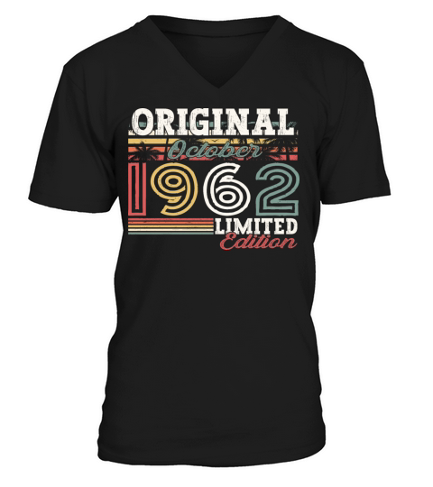 Vintage October 1962 60th Original Birthday Gift V-Neck T-shirt