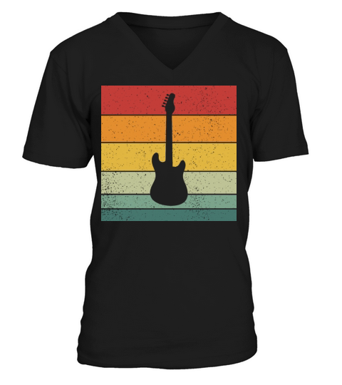 Vintage Retro Electric Guitar Vintage Music V-Neck T-shirt