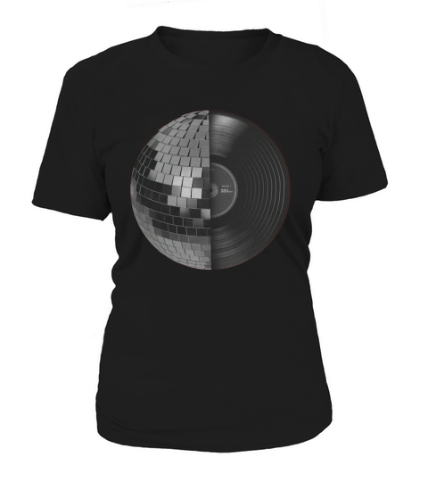 DISCO MUSIC RETRO VINTAGE DJ VINYL RECORD DISCO MIRROR BALL SPHERE Women's T-Shirt