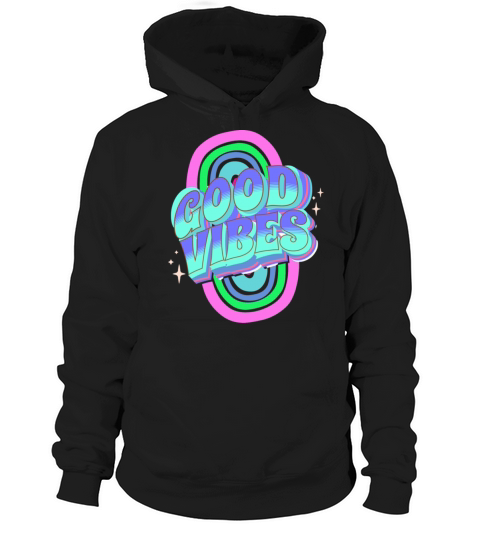 Retro Vintage Good Vibes Rainbow Quote Hoodie Unisex