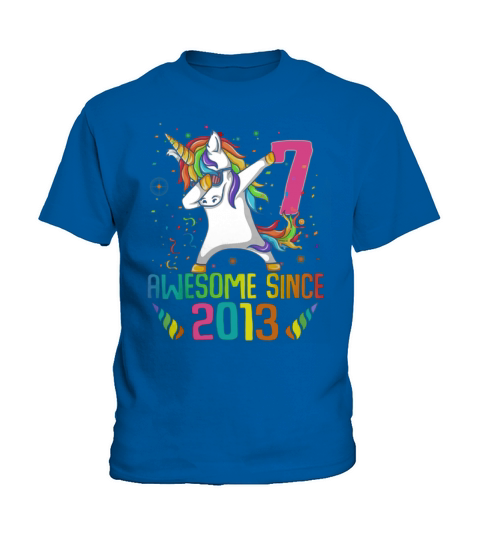 Awesome Since 2013 7 Years Old 7th Birthday Unicorn Dabbing shirt Kids T-Shirt
