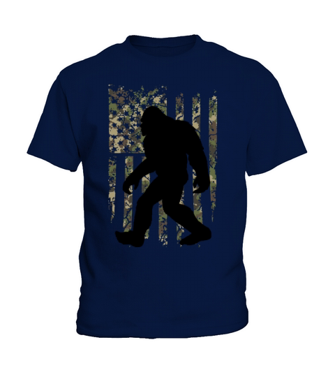 Bigfoot Believe Sasquatch American Flag Silhouette Kids T-Shirt