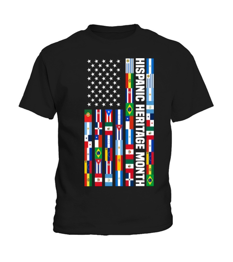 Hispanic Heritage Month Spanish Countries USA Flag Kids T-Shirt