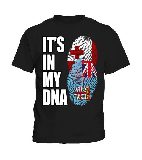 Tongan And Fijian Mix Heritage DNA Flag Kids T-Shirt