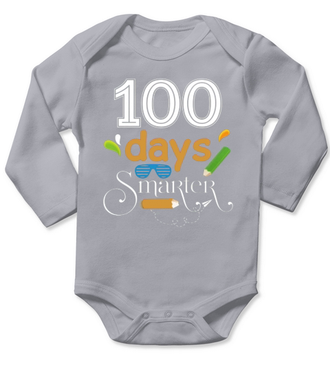 100 days smarter 100th day of school teacher kid t shirt 10 wv6 Black Long Sleeve Baby One-Piece
