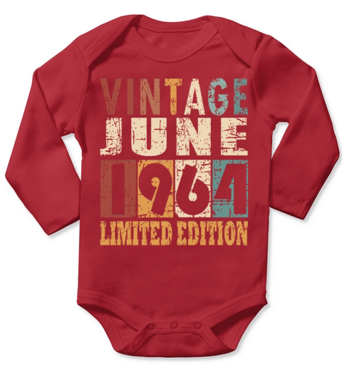 1964 vintage born in June gift Long Sleeve Baby One-Piece