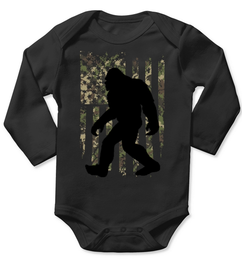 Bigfoot Believe Sasquatch American Flag Silhouette Long Sleeve Baby One-Piece