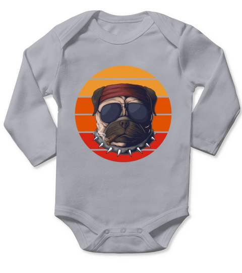 Bulldog Sunglasses Cool Long Sleeve Baby One-Piece