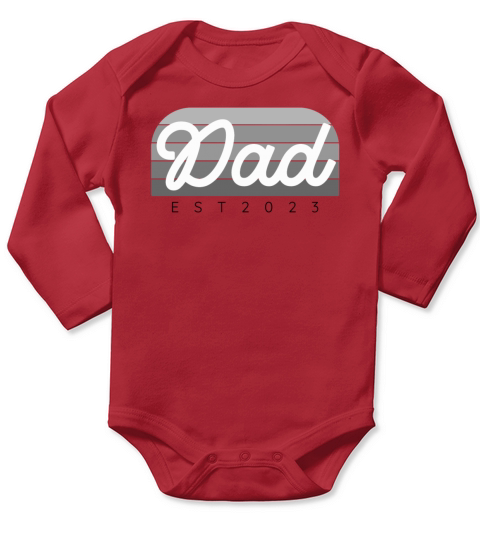 dad Est 2023 hat Perfect gift for new fathers 80s Long Sleeve Baby One-Piece