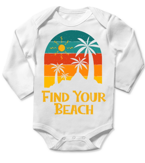 Find Your Beach Vacation Summer Tropical Trip Long Sleeve Baby One-Piece