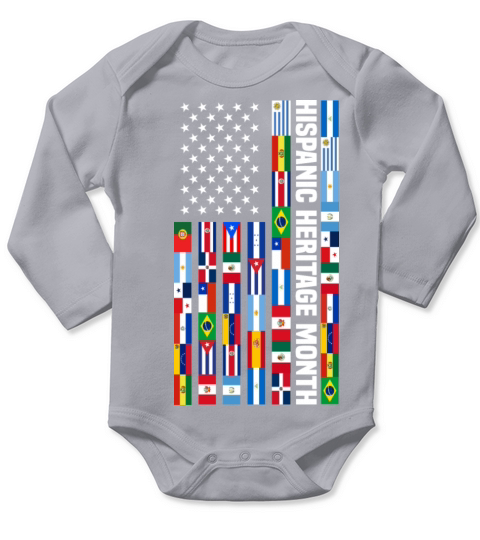 Hispanic Heritage Month Spanish Countries USA Flag Long Sleeve Baby One-Piece