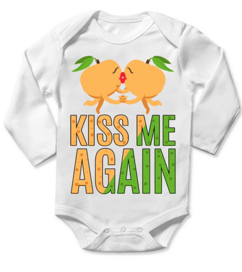 Kiss me again cute apricot couple Long Sleeve Baby One-Piece