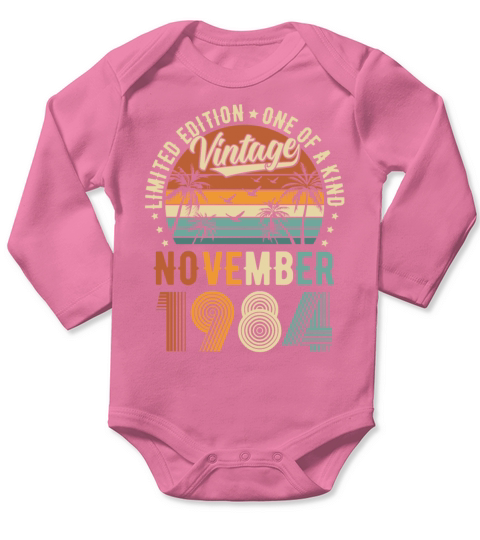 Limited Edition November 1984 Birthday Present Long Sleeve Baby One-Piece