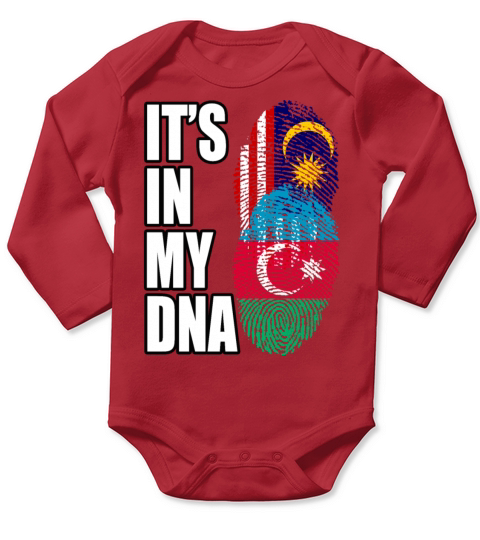 Malaysian And Azerbaijani Mix Heritage DNA Flag Long Sleeve Baby One-Piece