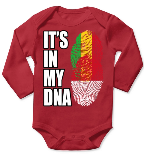 Malian And Indonesian Mix Heritage DNA Flag Long Sleeve Baby One-Piece