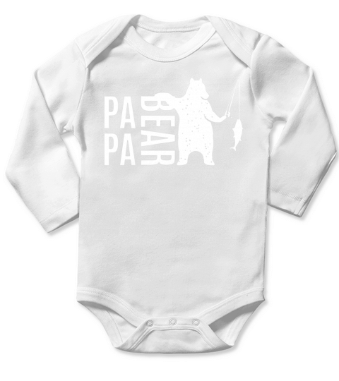 Mens Papa Bear  Dad Father Long Sleeve Baby One-Piece