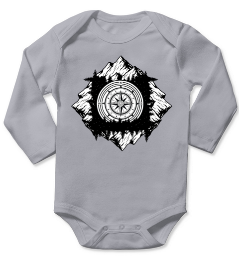 Mountain and Compass Mountaineer Gift Long Sleeve Baby One-Piece
