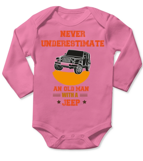 never underestimate an old man with a jeep Long Sleeve Baby One-Piece
