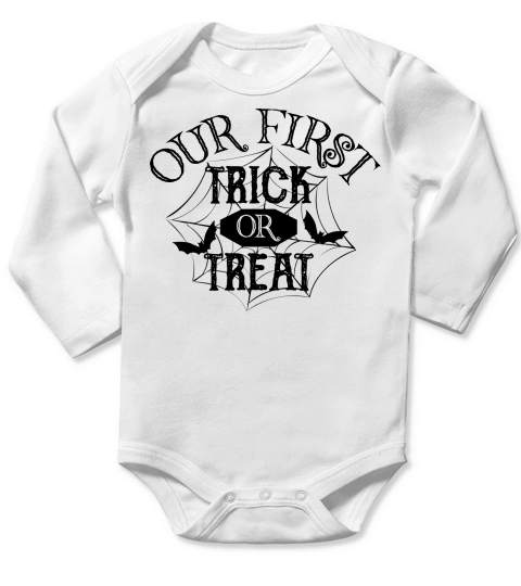Our first trick or treat Long Sleeve Baby One-Piece