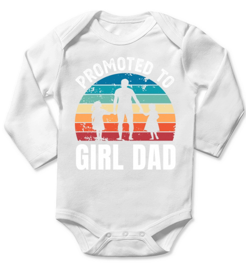Promoted to Girl Dad Vintage Sunset Fathers Day Long Sleeve Baby One-Piece
