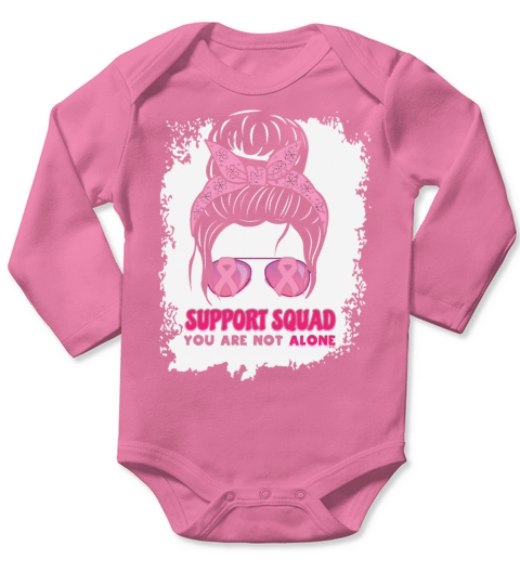Support Squad Breast Cancer Awareness Ribbon Pink Long Sleeve Baby One-Piece