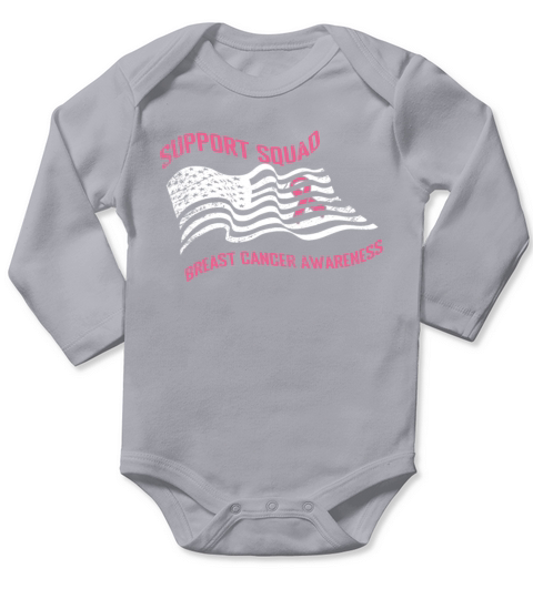 Support Squad Pink October Breast Cancer Awareness Long Sleeve Baby One-Piece