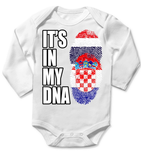 Thai And Croatian Vintage Heritage DNA Flag Long Sleeve Baby One-Piece