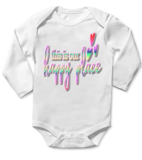 This is Our Happy Place Colorful Text Long Sleeve Baby One-Piece