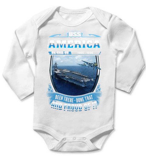 USS America CV 66 been there done that Long Sleeve Baby One-Piece