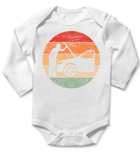 Vehicle Construction Mechanic Retro Gift Long Sleeve Baby One-Piece