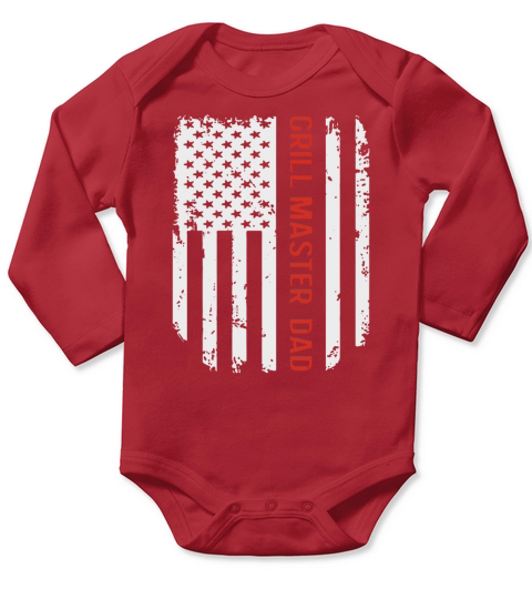 Vintage American Flag Proud Grill Master Dad For T-Shirt Long Sleeve Baby One-Piece