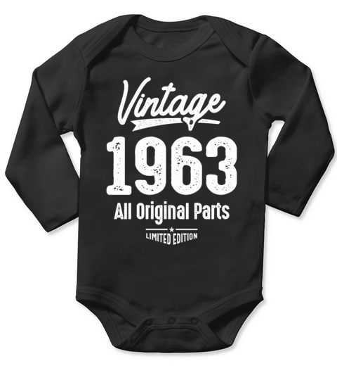 Vintage Born in 1963 - 59th Birthday Retro Classic Long Sleeve Baby One-Piece