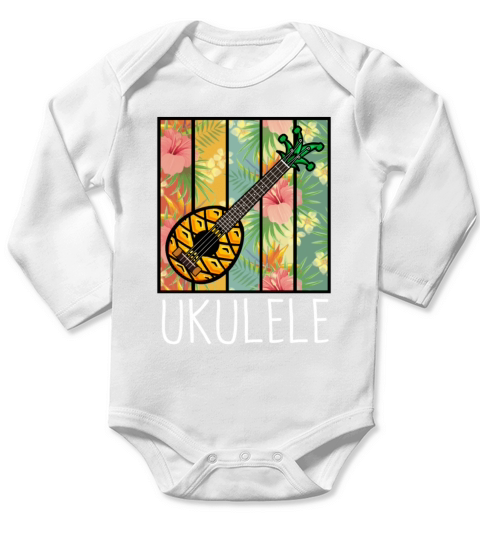 Vintage Ukuleles Hawaiian Uke Music Long Sleeve Baby One-Piece