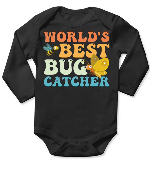 Worlds Best Bug Catcher Catching Groovy Long Sleeve Baby One-Piece