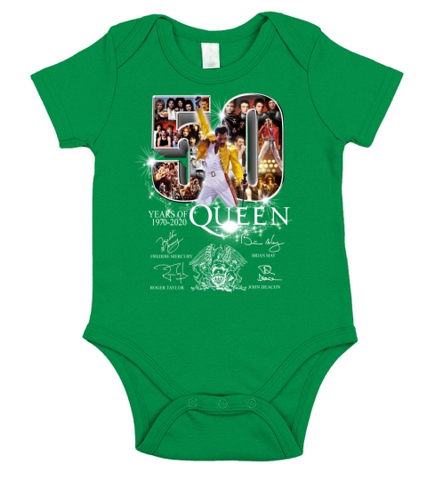 50 years of Queen 1970 2020 signatures Freddie Mercury Brian May shirt Short Sleeve Baby One-Piece